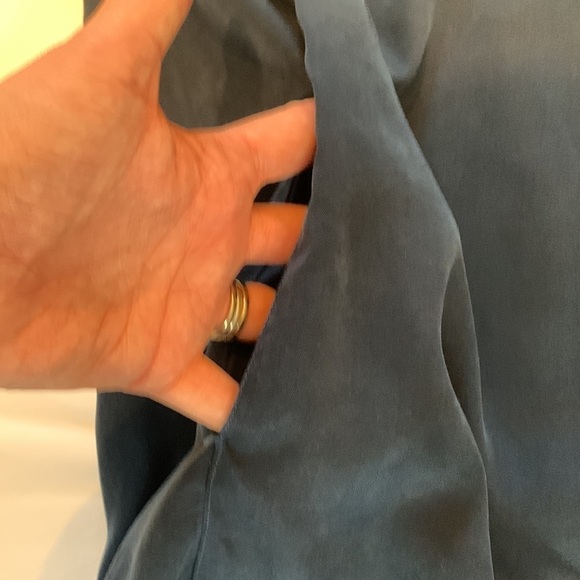 Yerse Navy Blue Lyocell Short Sleeve Knee Length Shift Dress Pockets Women Small - Picture 6 of 8